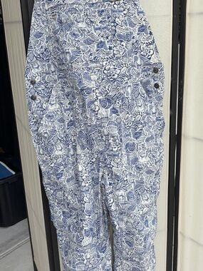 Duluth Blue & White Floral Print Overalls